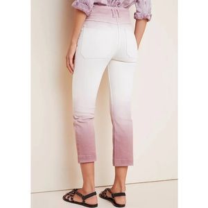 Anthropologie High Rise Rose & White Ombré Tie Dip Dye Ankle Jeans Size 26
